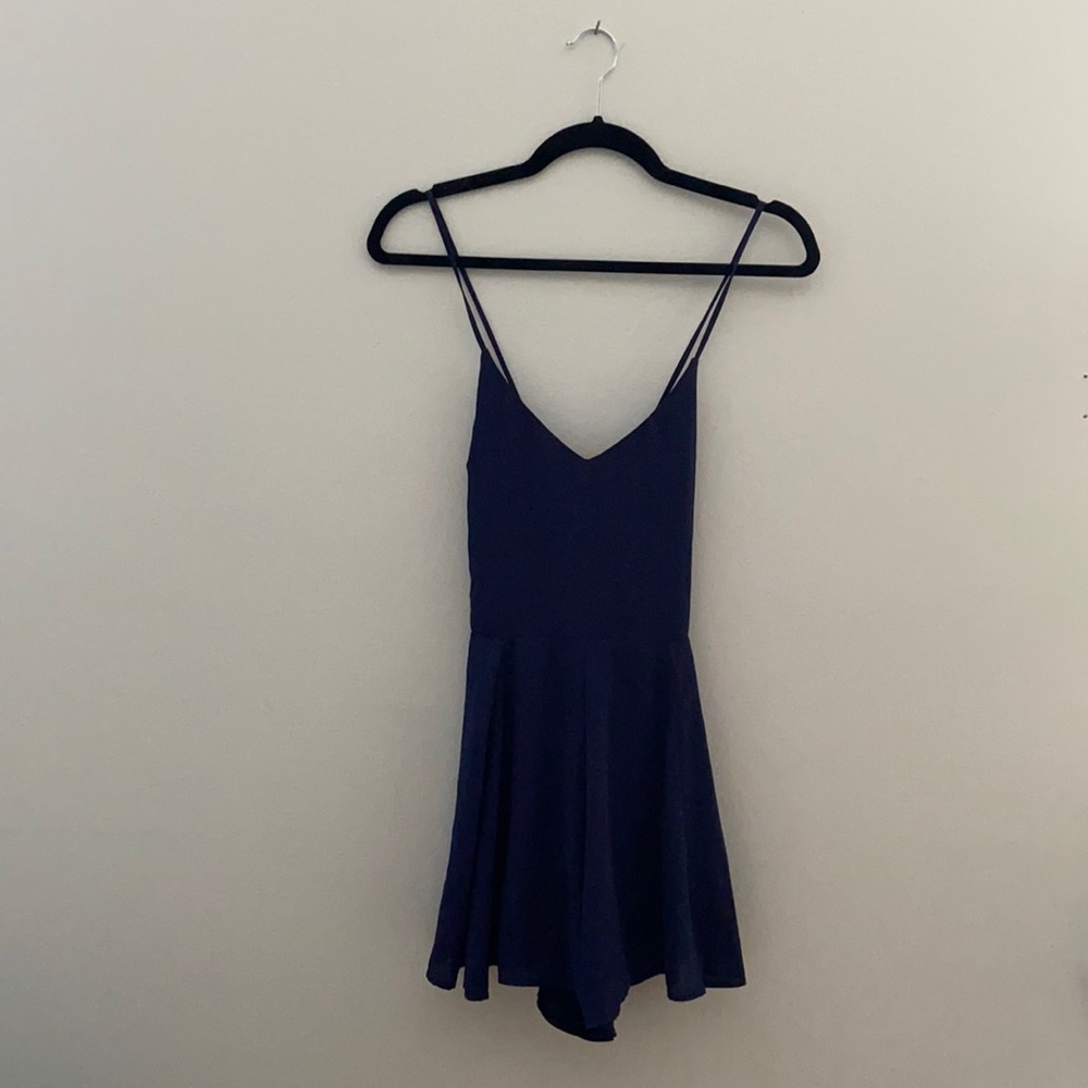nwot express open back romper with criss cross tie